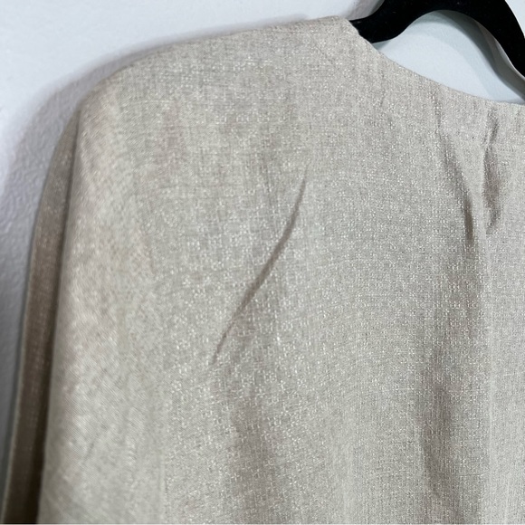 EILEEN FISHER Natural Short Round Neck Button Front Lightweight Jacket - Picture 3 of 14